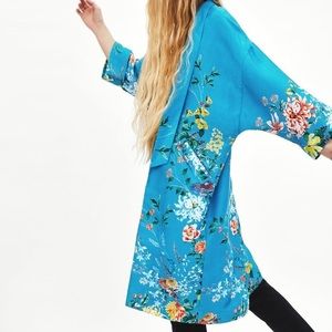 NWT ZARA TRF Floral Kimono Duster Jacket Women’s M